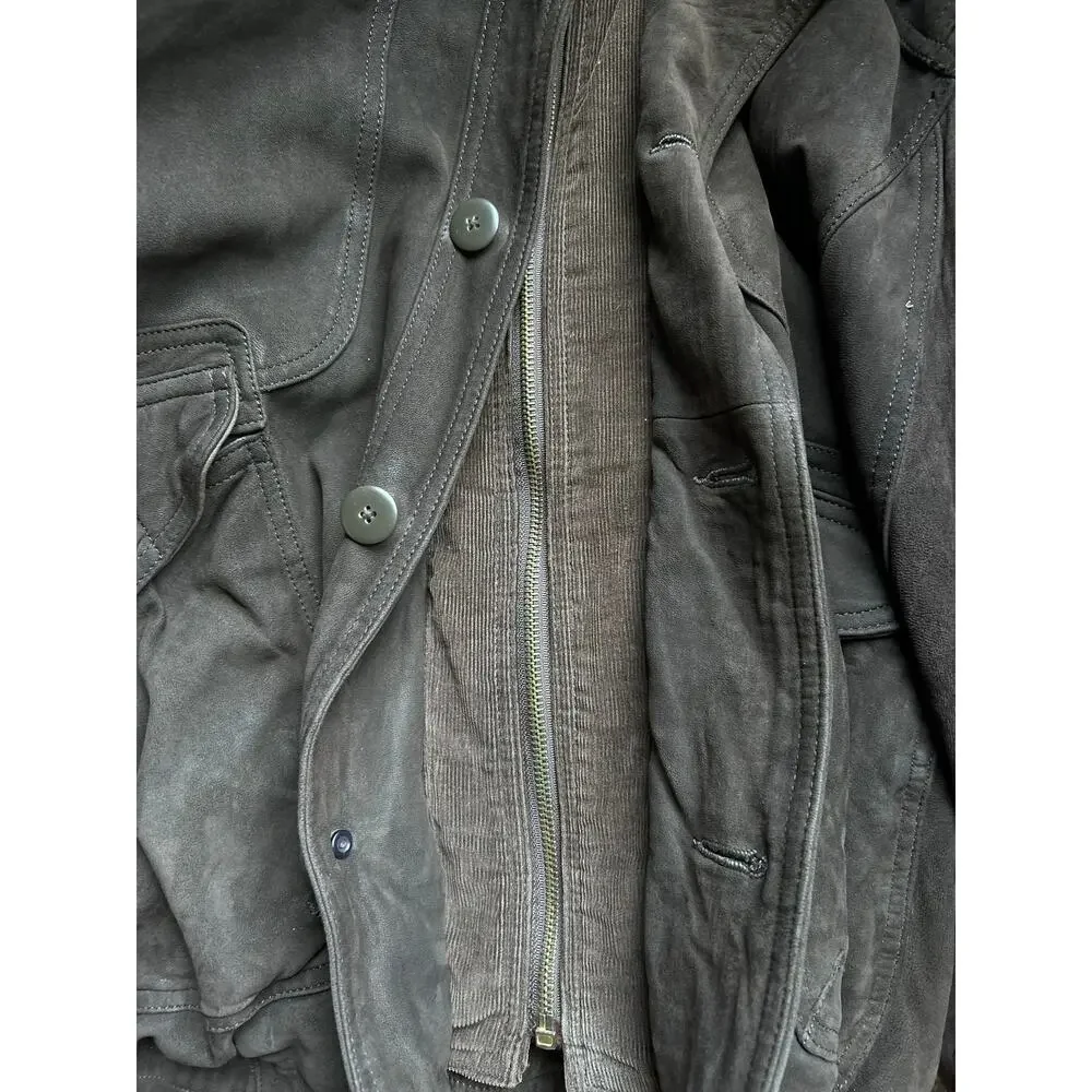 Vintage Abercrombie & Fitch Leather Bomber Jacket Size L Brown Flight